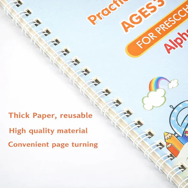 Magic Copybook for Kids – 4 Books Set with Grip & 10 Refills